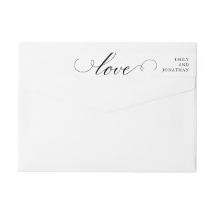 Refined   Black and White Wedding Calligraphy Wrap Around Label