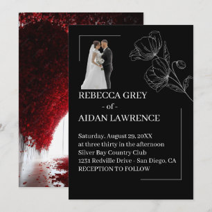 Refined Black White Wedding Overlay Picture  Invitation