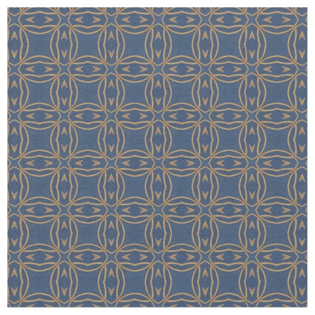 Refined Blue and Gold Designer Fabric (Close Up)