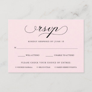 Refined Blush Pink RSVP with Meal Choice Card
