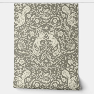 Refined Bohemian Cats - Antique Pewter Dark Wallpaper