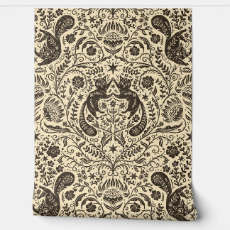 Refined Bohemian Cats - Faded Warm Black Wallpaper