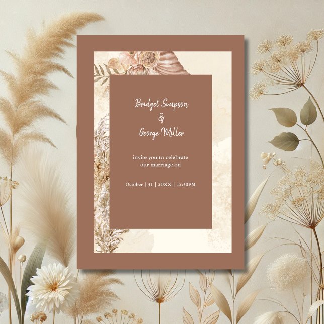 Refined Boho Chic Neutral Wedding Invitation (Creator Uploaded)