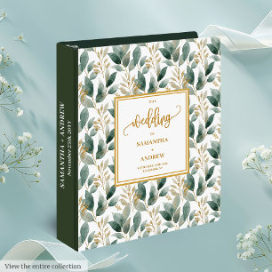 Refined Boho Sage Green Gold Eucalyptus Wedding Binder