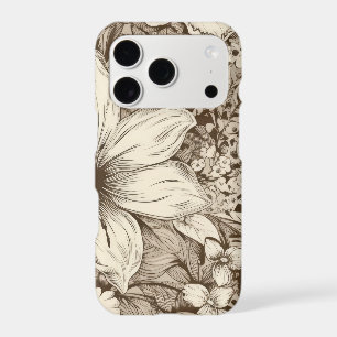 Refined Botanical Motif in Soft Sepia Tones