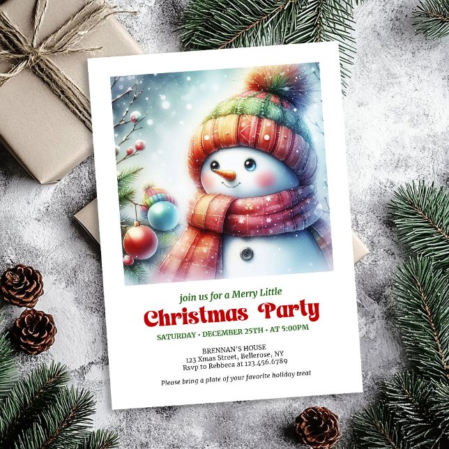 Refined cartoon snowman invite festive tones print (Refined cartoon snowman invite festive tones printable

)