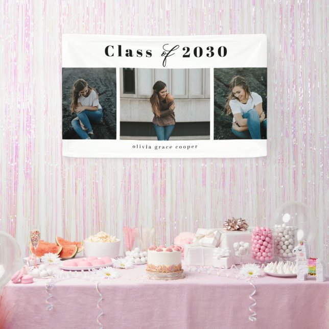 Refined Collage EDITABLE COLOR Graduation Banner (Party)