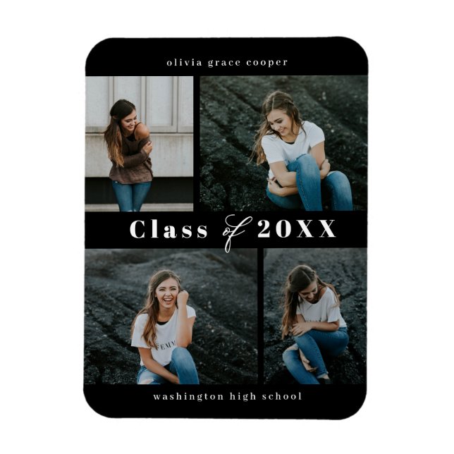 Refined Collage EDITABLE COLOR Graduation Magnet (Vertical)