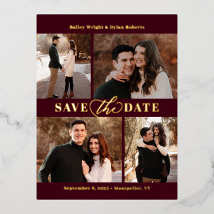 Refined Collage FOIL Save The Date Postcard