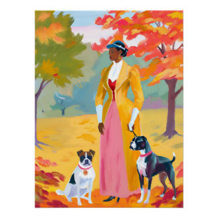 Refined Companions: Afro Woman and Dog in Regency Poster