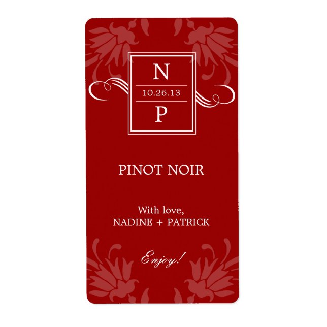 Refined Elegance Wedding Wine Labels (Front)