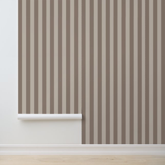 Refined Elegant Beige Grey Stripes Wallpaper (Application)