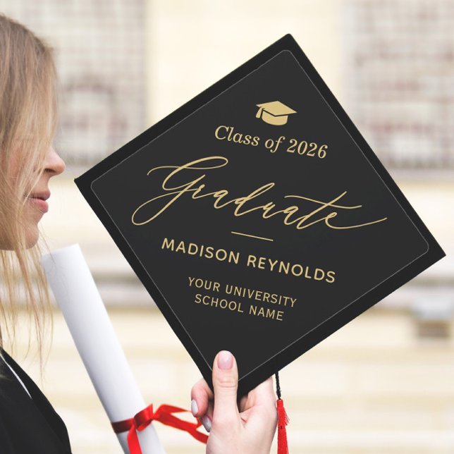 Refined Gold Colour Lettering Class of 2026 Graduation Cap Topper (Creator Uploaded)