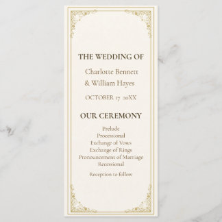Refined Gold Frame Wedding Program