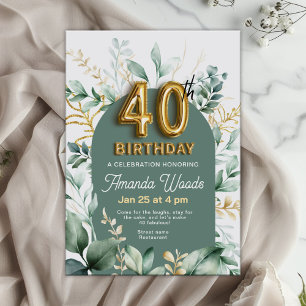 Refined Gold Leaf 40th Birthday Invitation