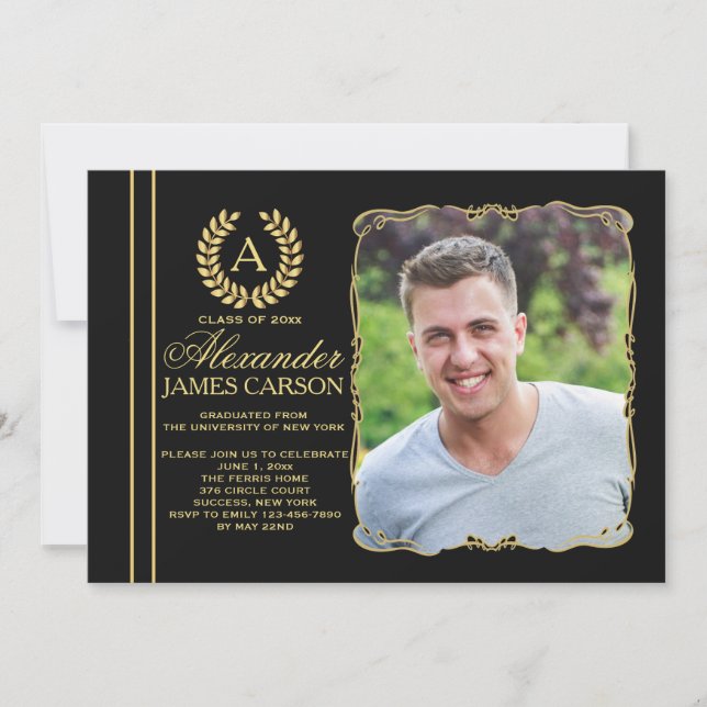Refined Graduate Photo Graduation Announcement/Inv Invitation (Front)