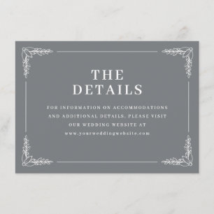 Refined Gray Calligraphy With Floral Enclosure Card
