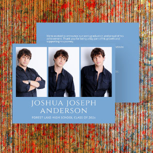 Refined Light Blue Graduation Photo Announcement
