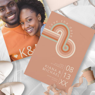 Refined Lines Geometric Wedding Terra Cotta ID983 Save The Date