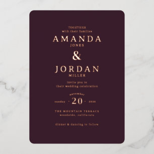 Refined Maroon Calligraphy Wedding Invitation