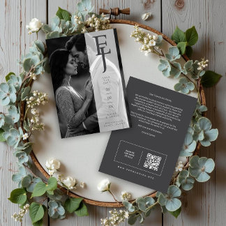 Refined Minimalist Grey Photo Card Wedding Initial
