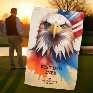 Refined Modern & Elegant Patriotic Eagle Golf Towel
