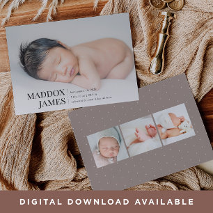Refined   Modern Photo Birth Announcement