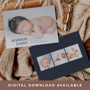 Refined   Modern Photo Birth Announcement