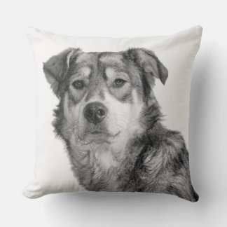 Refined Monochrome Large Mixed Breed Canine Throw Pillow