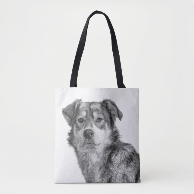Refined Monochrome Large Mixed Breed Canine Tote Bag (Front)
