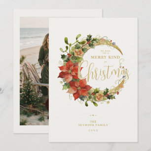 Refined Moon Poinsettia Christmas Photo TMF26 Holiday Card