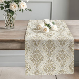 Refined Neutral Damask Table Runner Vintage Style