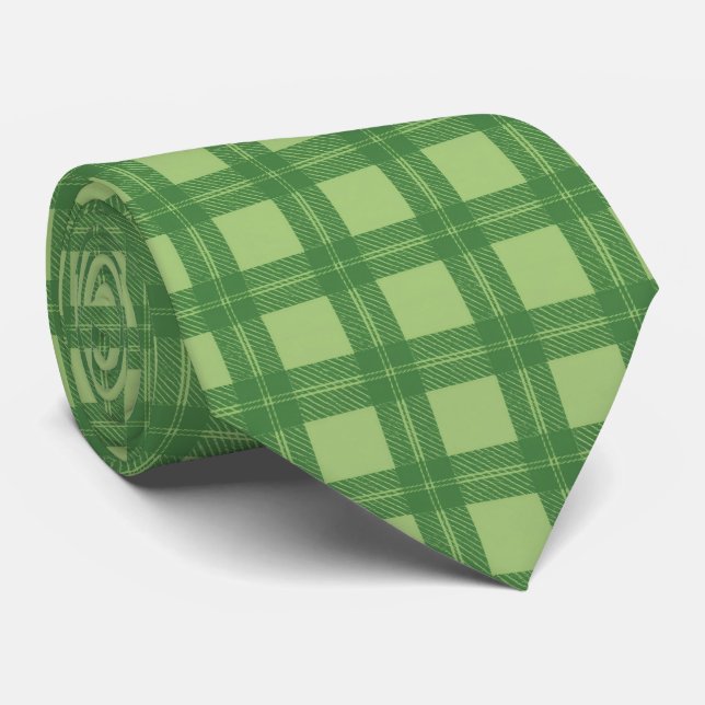 Refined Olive and Forest Green Fine Check Gift Tie (Rolled)