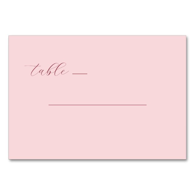 Refined Pink Calligraphy Table Table Number (Front)