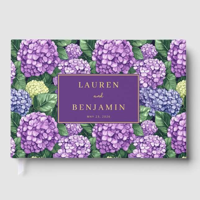 Refined Purple Floral Pattern Guest Book (Front)