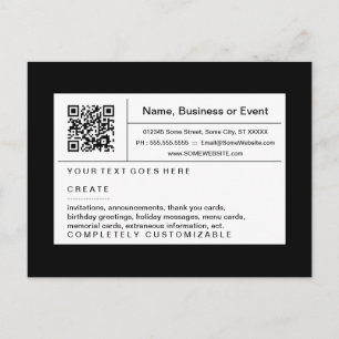refined QR code : black and white Invitation Postcard
