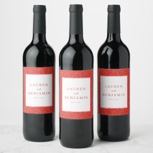 Refined Red Floral Pattern Wine Label