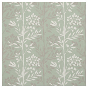 Refined Sage Green Garden Floral Stripe Fabric