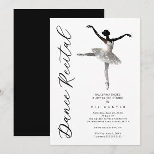 Refined Silver Sparkle Ballet Recital TMF26 Invitation