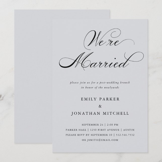 Refined | Soft Grey Post-Wedding Brunch Invitation (Front/Back)