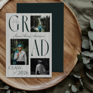 Refined Stripes 3 Photo Graduation Announcement