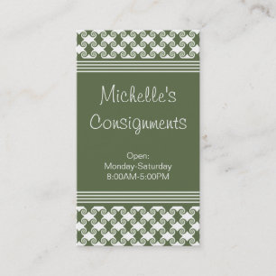 Refined Swirls Business Card, Clover Green Card