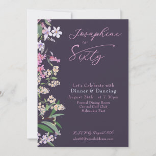 Refined Watercolor Wildflower  Named 60th Birthday Invitation