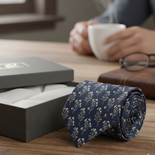 Refined Wildflower– Men’s Wedding Tie (Men's floral wedding tie)