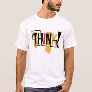 Réfléchissez à côté de la boîte blanc T-shirt