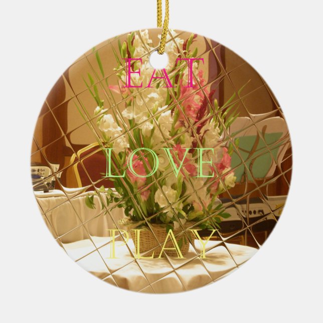 Reflected Blooms Art Print Ceramic Ornament (Front)