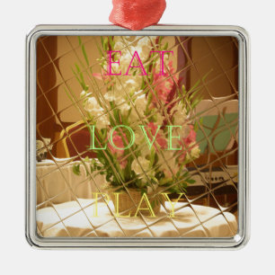 Reflected Blooms Art Print Metal Ornament