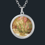Reflected Blooms Art Print Silver Plated Necklace<br><div class="desc">Reflected Blooms Art Print Introducing the "Reflected Blooms Art Print, " a beautifully serene piece that captures the elegance of a floral arrangement, enhanced by the intriguing depth of a mirror reflection, promoting a message of joy and balance. Description: This artwork features a floral arrangement of gladioli in a basket...</div>