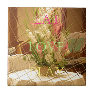 Reflected Blooms Art Print Tile