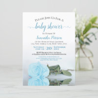 Reflecting Blue Rose Elegant Baby Boy Shower